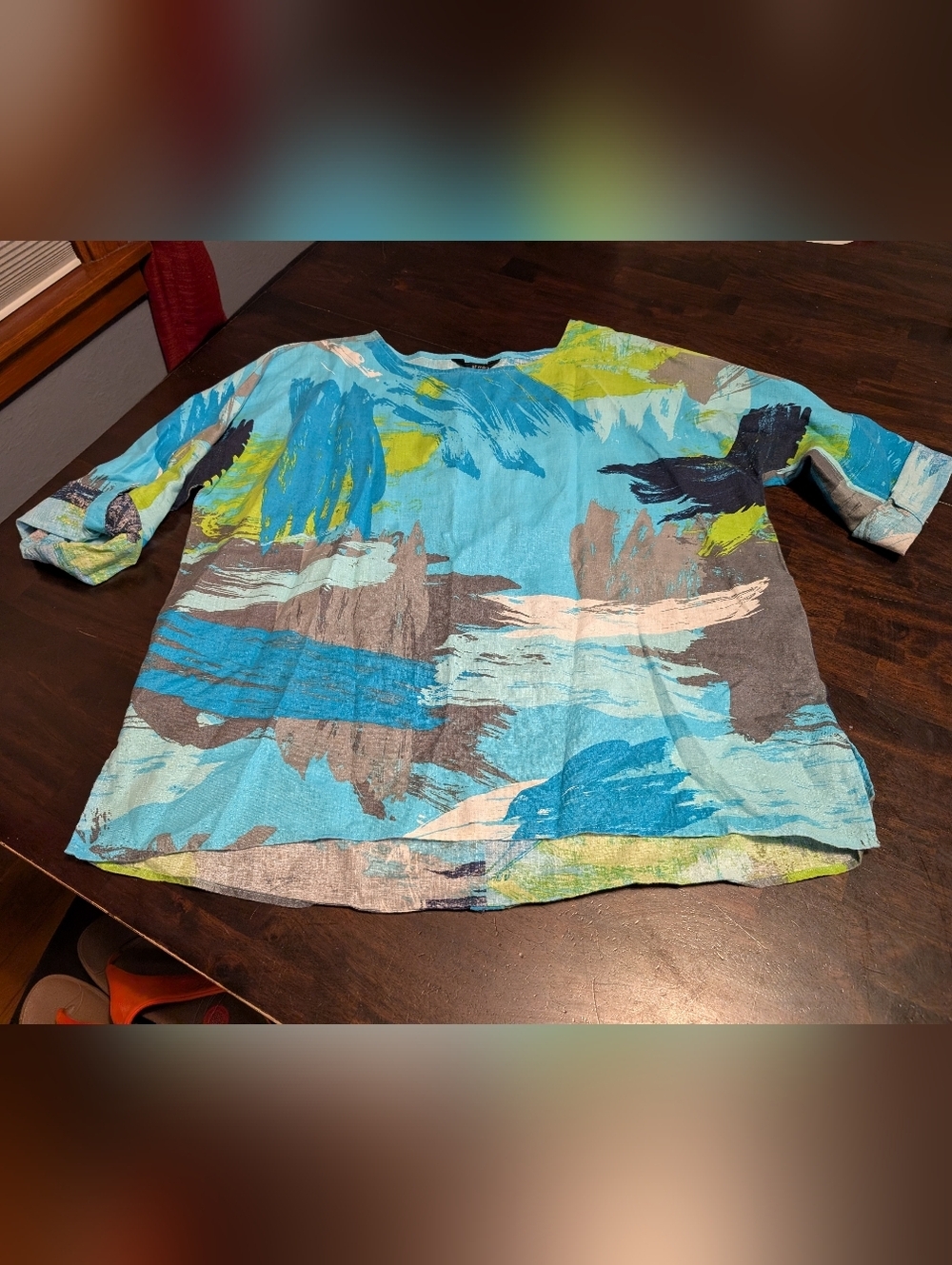 Ali Miles Watercolor Linen Top, Women's XL